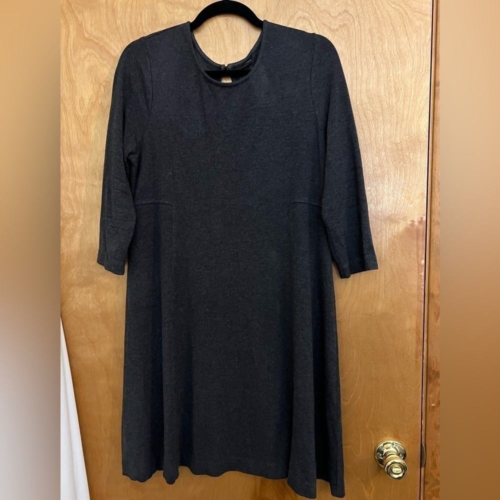 Adrienne Vittadini Grey Soft 3/4 Sleeve Dress L